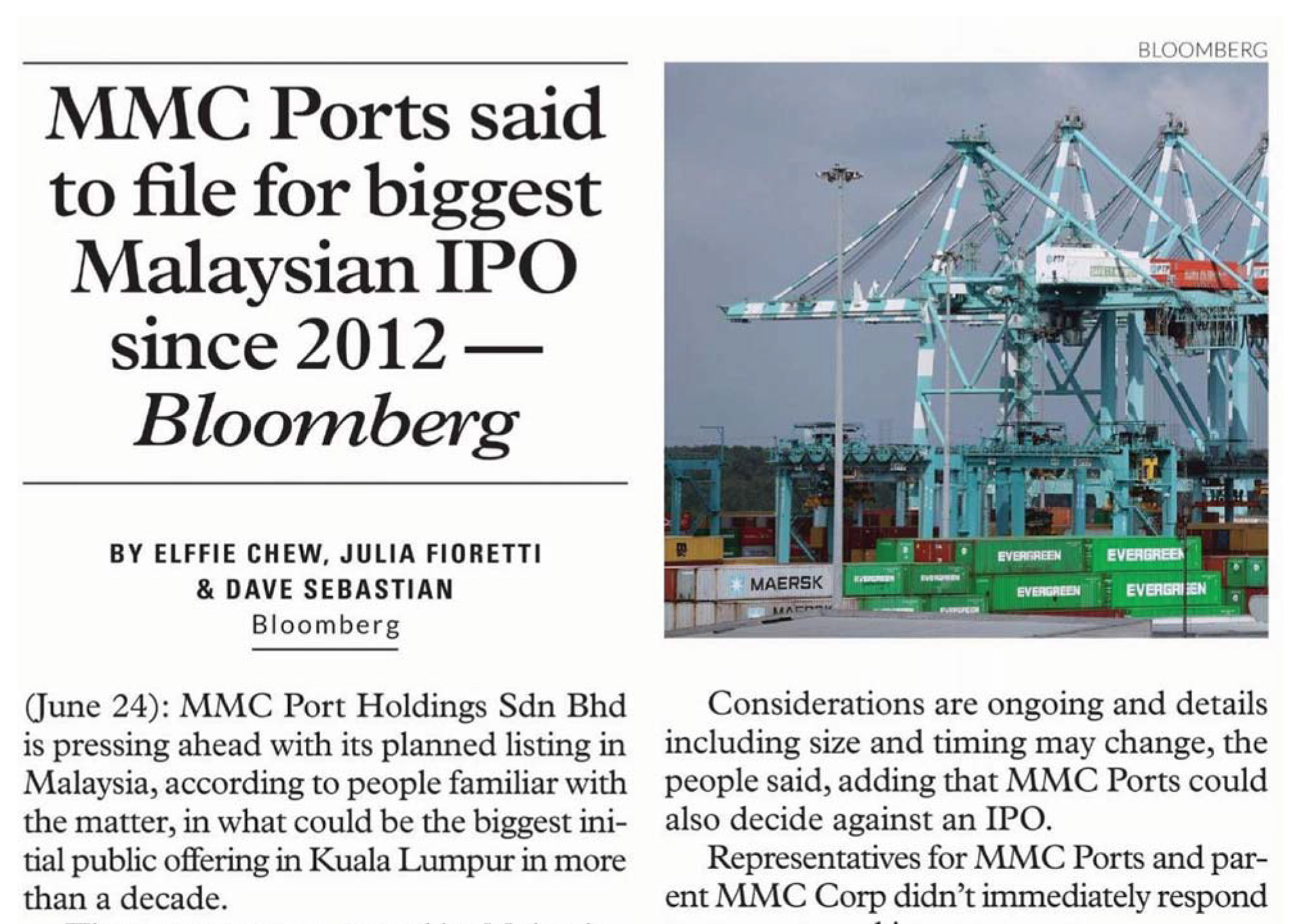 TE Thumbnail – MMC Ports said to file for biggest Malaysian IPO since 2012 — Bloomberg TE Thumbnail - MMC Ports said to file for biggest Malaysian IPO since 2012 — Bloomberg